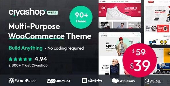 CiyaShop 4.23.1 + Apps - Multipurpose WooCommerce Theme