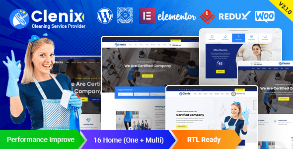 Clenix 3.1.2 - Cleaning Services WordPress Theme