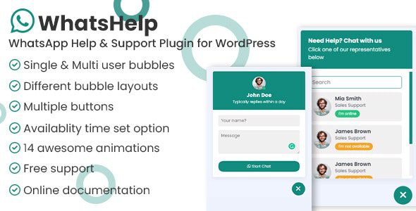 WhatsApp Chat Support Pro 3.1.13 - WordPress Plugin